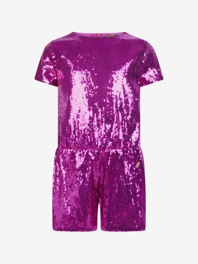Roberto Cavalli Girls Sequin Playsuit L (16 Yrs) Pink In Pink