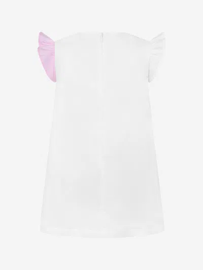 Simonetta Pink & Cotton Bow Dress 2 Yrs White In White
