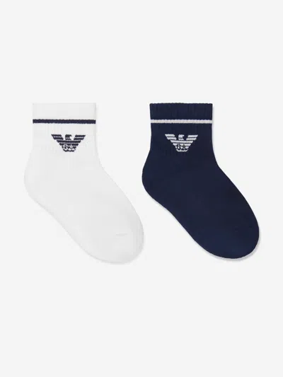 Emporio Armani Boys Logo Socks In Blue