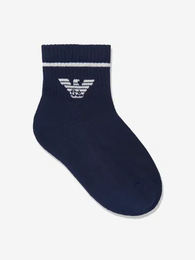 Emporio Armani Boys Logo Socks In Blue