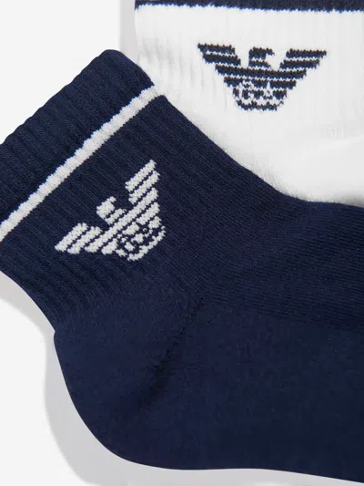 Emporio Armani Boys Logo Socks In Blue