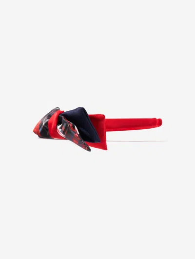 Patachou Tartan Bow Silk Headband In Red