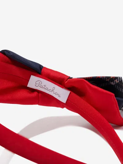 Patachou Tartan Bow Silk Headband In Red