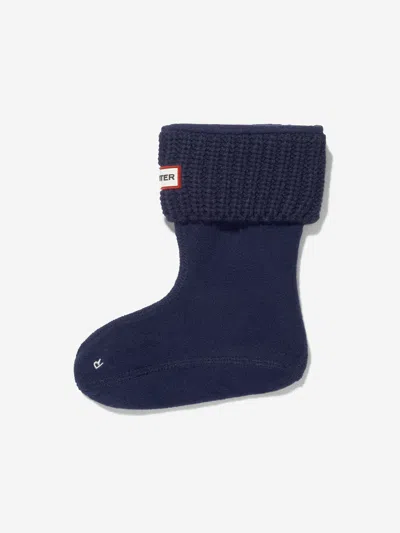 Hunter Kids Recycled Half Cardigan Boot Socks In Blue