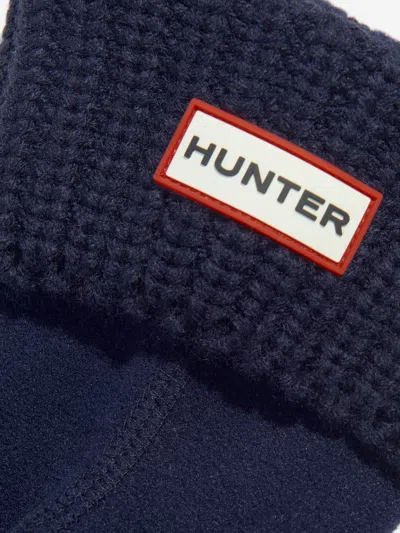 Hunter Kids Recycled Half Cardigan Boot Socks In Blue