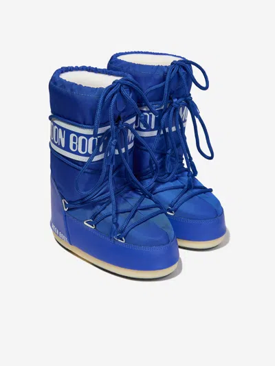 Moon Boot Kids Icon Nylon Snow Boots In Blue