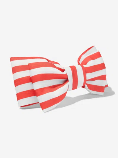 Mama Luma Girls Striped Bow Headband In Red