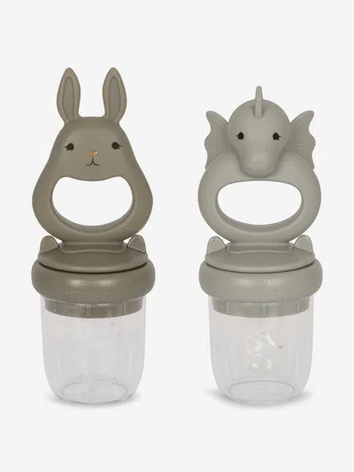 Konges Slojd Baby Dragon And Bunny 2 Pack Fruit Feeding Pacifier In Multicoloured
