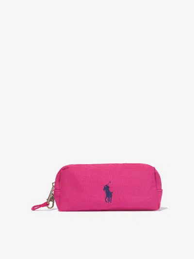 Polo Ralph Lauren Girls Canvas School Backpack With Card Holder In Pink