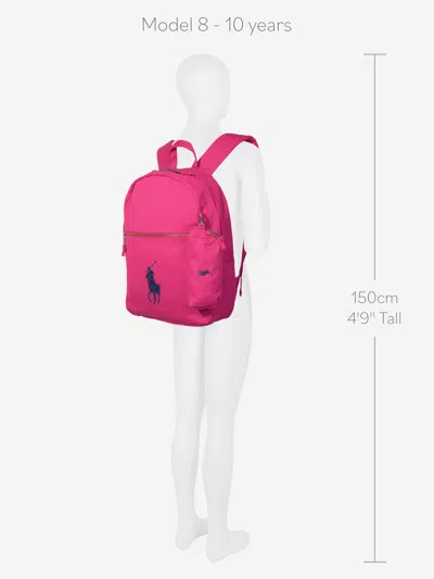 Polo Ralph Lauren Girls Canvas School Backpack With Card Holder In Pink