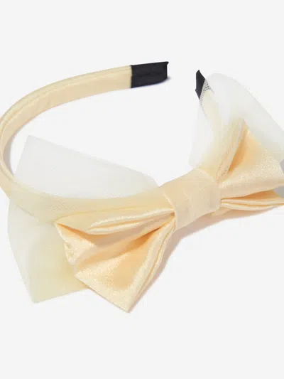 Rachel Riley Girls Tulle Bow Headband In Yellow