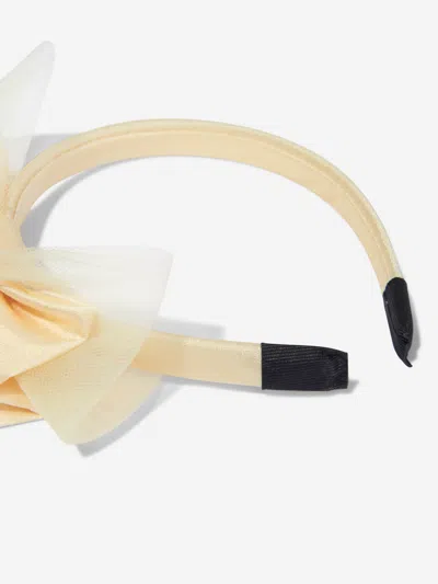 Rachel Riley Girls Tulle Bow Headband In Yellow
