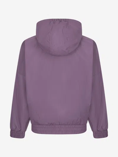 Shop Converse Girls Hooded Zip Up Windbreaker In Purple