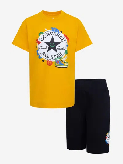 Converse Boys Squiggle T-shirt And Shorts Set In Black