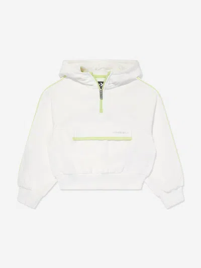 Converse Girls Half Zip Boxy Utility Hoodie In White