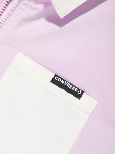 Shop Converse Girls Colourblock Zip Up Jacket In Purple