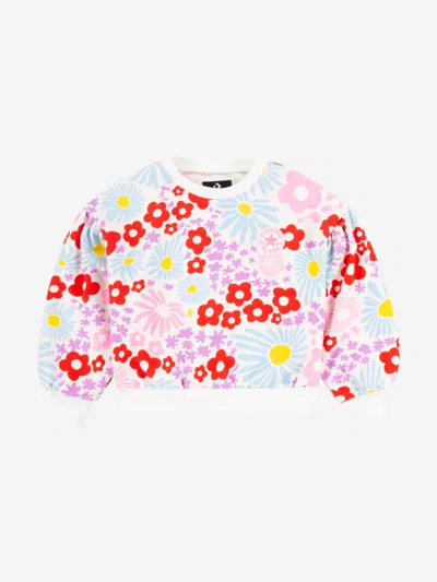Converse Girls Printed Sweatshirt And Leggings Set In Multicoloured