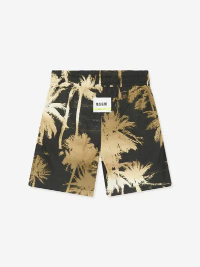Msgm Boys Poplin Bermuda Shorts In Black