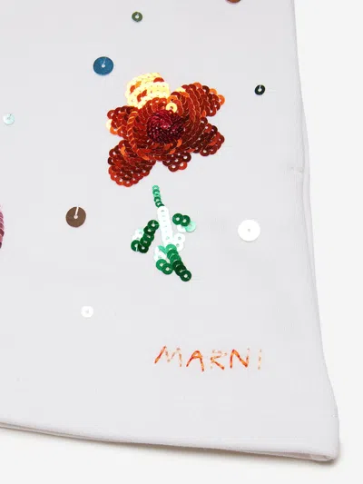 Marni Kid - Fleece Shorts With Floral Graphics In White