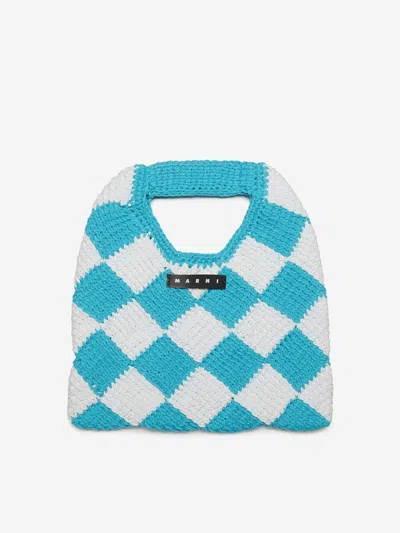 Marni Diamond Checked Crochet Bag In Yellow