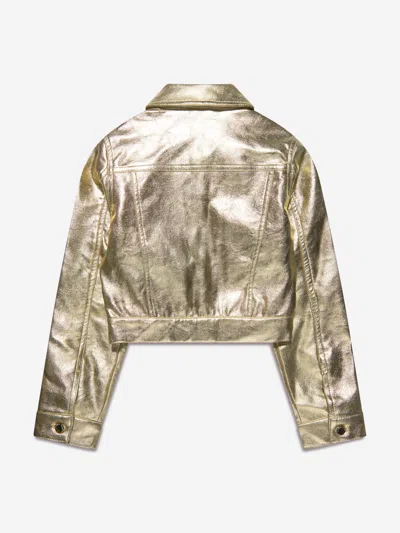 Michael Kors Girls Metallic Crackle Effect Jacket In Gold