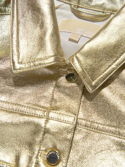 Michael Kors Girls Metallic Crackle Effect Jacket In Gold
