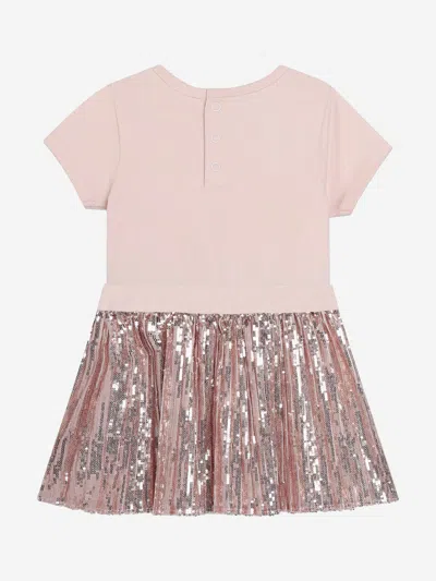 Michael Kors Monogram-print Sequin-embellished Dress In Pink