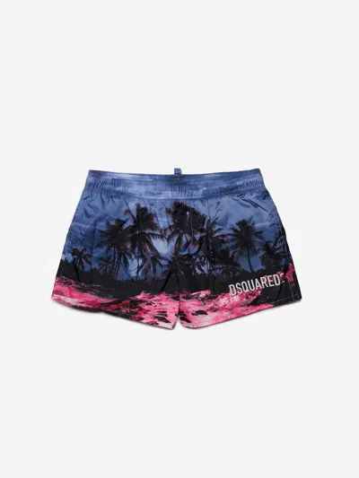 Dsquared2 Palm Tree-print Swim Shorts In Blue