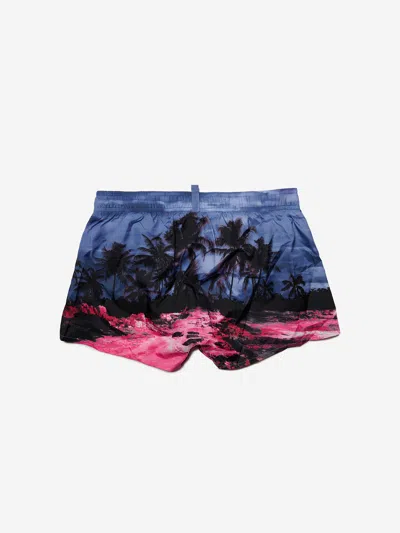 Dsquared2 Palm Tree-print Swim Shorts In Blue