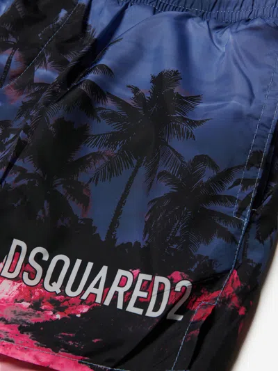 Dsquared2 Palm Tree-print Swim Shorts In Blue