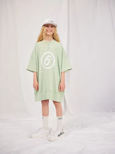 Mm6 Maison Margiela Girls Logo Sweater Dress In Green