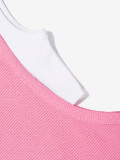 Mm6 Maison Margiela Girls Sleeveless Jersey Dress In Pink