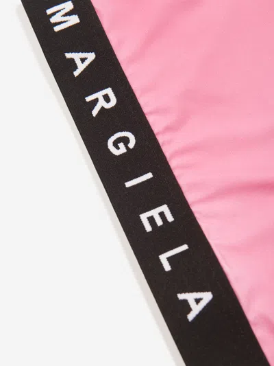 Mm6 Maison Margiela Kids Cropped Logo T-shirt In Pink