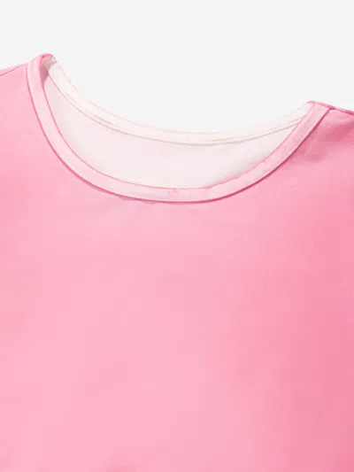 Mm6 Maison Margiela Kids Cropped Logo T-shirt In Pink