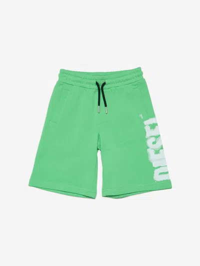 Diesel Pjuste16 Logo Printed Drawstring Shorts In Green