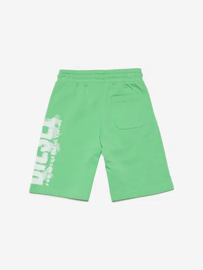 Shop Diesel Boys Logo Shorts In Green