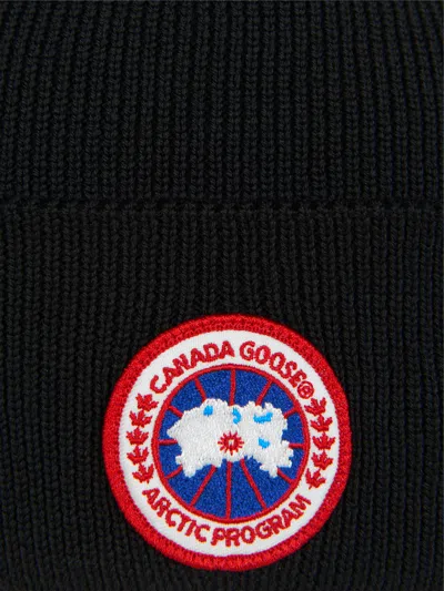 Canada Goose Ribbed Knit Toque With Folded Cuff In Black