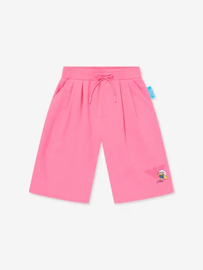 Emporio Armani X The Smurfs Logo-appliqué Cotton Shorts In Pink
