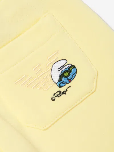 Emporio Armani X The Smurfs Organic Cotton Track Pants In Yellow