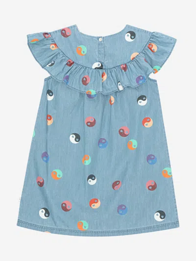 Molo Girl's Celia Yin-yang Ruffle Dress In Blue