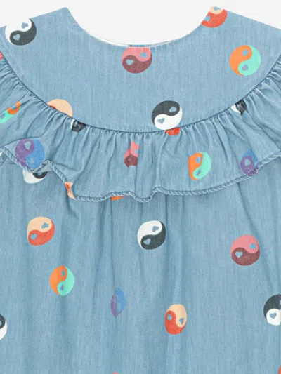 Molo Girl's Celia Yin-yang Ruffle Dress In Blue