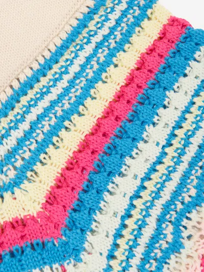 Guess Junior Girls Ivory Cotton Crochet Shorts In Multicoloured
