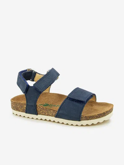 Pom D'api Kids Leather Groot Bi-easy Sandals In Blue