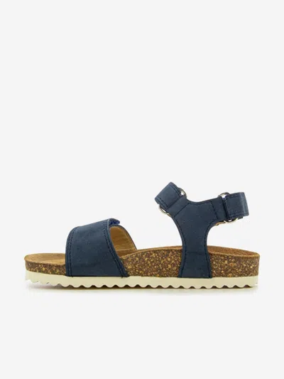 Pom D'api Kids Leather Groot Bi-easy Sandals In Blue