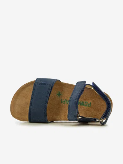 Pom D'api Kids Leather Groot Bi-easy Sandals In Blue