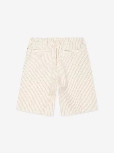 Emporio Armani Boys Striped Linen Shorts In Ivory