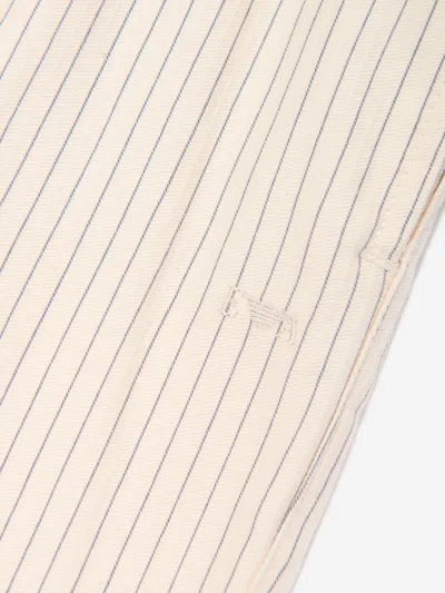Emporio Armani Boys Striped Linen Shorts In Ivory