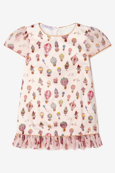 Atelier Choux Velour Party Printed Dress In Pink