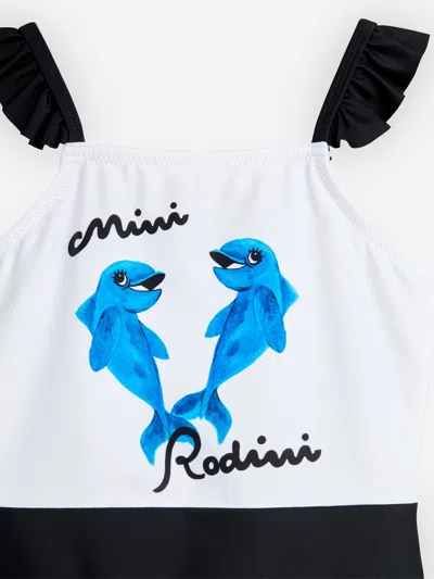 Mini Rodini Dolphins Ruffled Swimsuit In Multicoloured