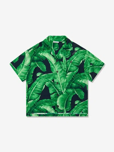 Dolce & Gabbana Boys Banana Leaf Shirt In Green